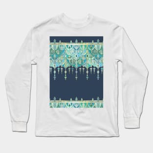 Art Deco Double Drop in Blues and Greens Long Sleeve T-Shirt